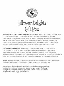 Halloween Delights Gift Box Ingredients Label