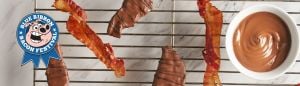 slices of bacon and chocolate covered bacon