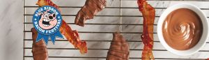 slices of bacon and chocolate covered bacon