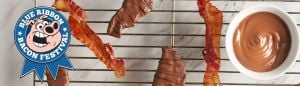 slices of bacon and chocolate covered bacon