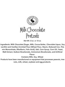 Milk Chocolate Pretzels Ingredient Label