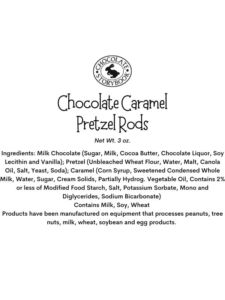 Chocolate Caramel Pretzel Rods Ingredient Label