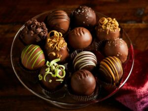 A tray of 12 Chocolate Dessert Truffles