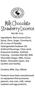 Milk Chocolate Licorice Ingredient Label