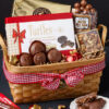 Wicker Classic Chocolate Basket filled with gourmet snacks and chocolates