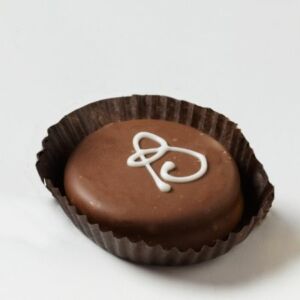 Custom Chocolate Sandwich Cookie Favor with letter B in icing