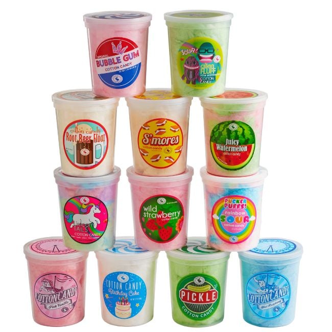12 tubs of cotton candy