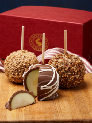 gourmet Apple trio gift set with 3 gourmet apples. Pecan, toffee and regular