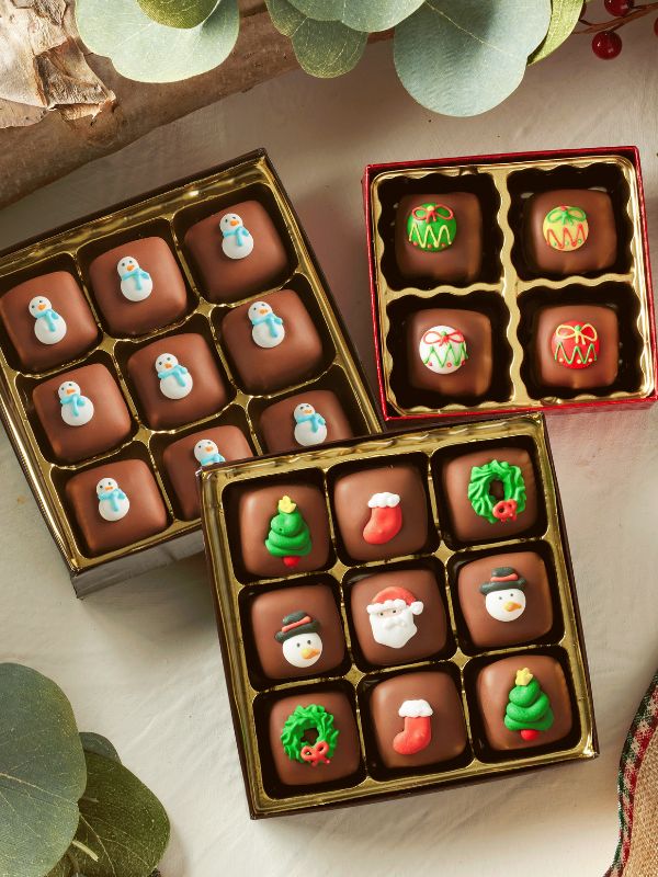 3 boxes of holiday milk chocolate caramels