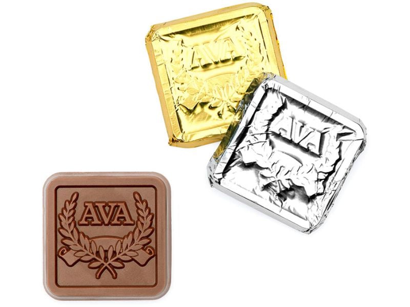 3 foiled chocolate squares