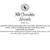 Milk Chocolate Almonds Ingredient Label