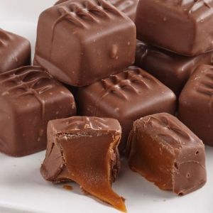 assortment of milk chocolate caramels