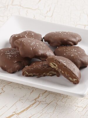 Chocolate Pecan Turtles with Sea Salt