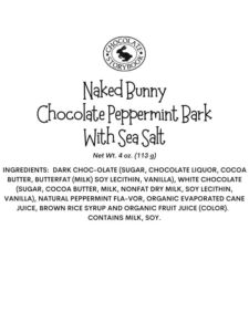 Naked Bunny Chocolate Peppermint Bark With Sea Salt Ingredient Label