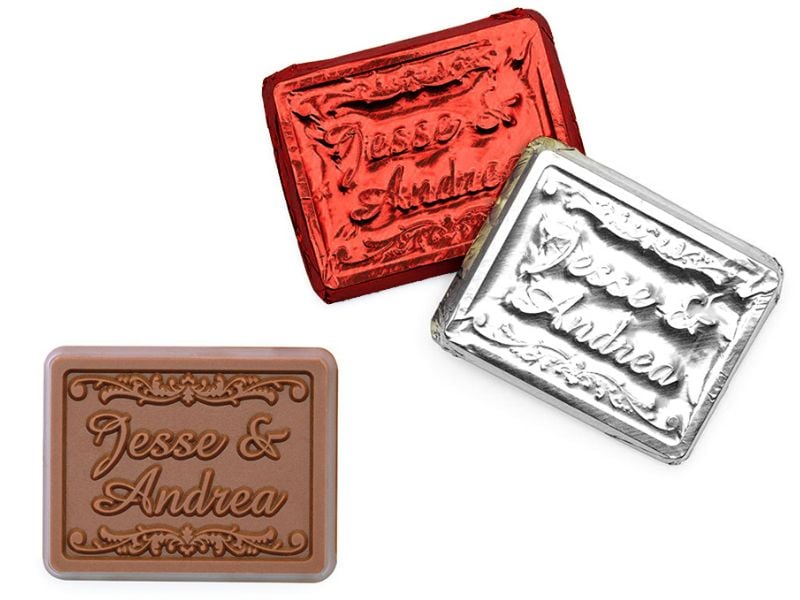 3 foiled chocolate rectangles red and silver