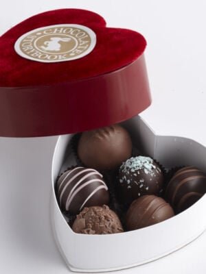 Chocolate Dessert Truffles, 6 pc Velvet Heart Shaped Box