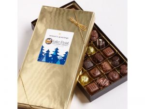logo chocolate assortment sticker gold